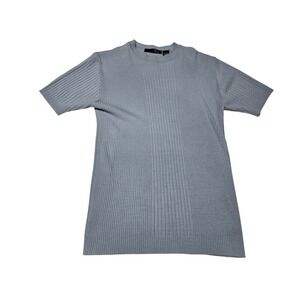POINT X Light Blue Ribbed Knit Short Sleeve Casual T Shirt Men's Small
